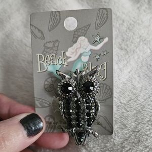 Blinged out owl stretchy costume ring jewelry